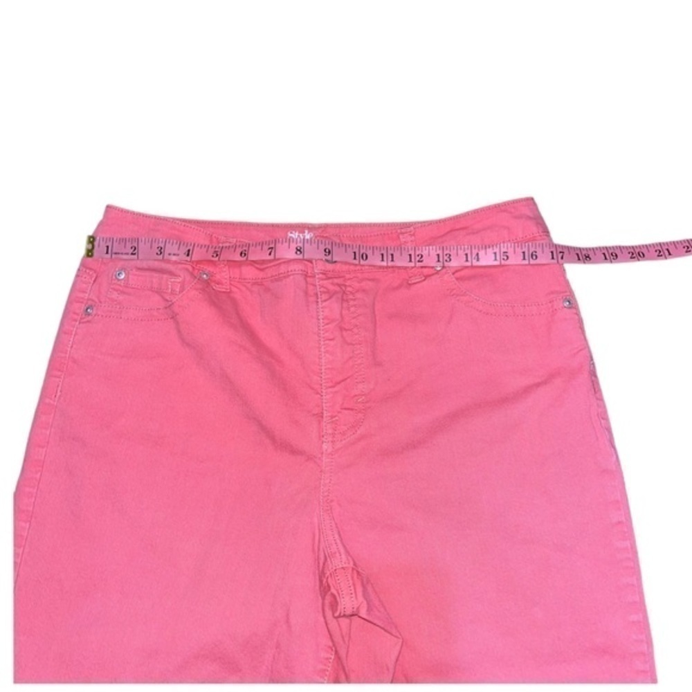 Style & Co Salmon Pink Mid Rise Tummy Control Capri Jeans, Size 12 - Picture 3 of 8